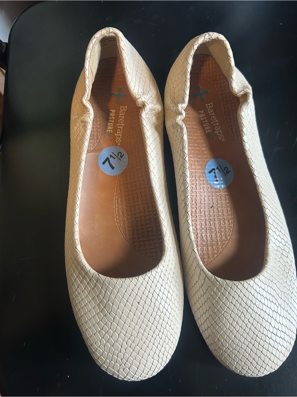 BareTraps Cream Textured Slip-On Ballet Flats